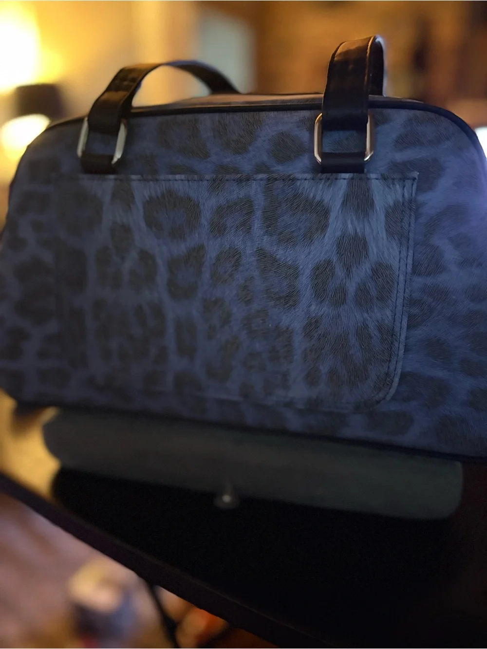 Blue Leopard Print Satchel